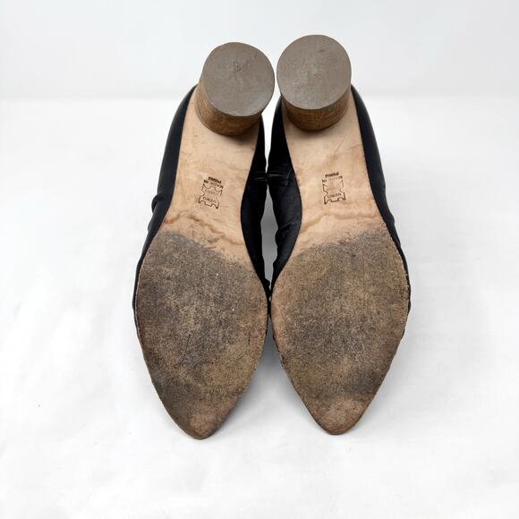 [Huma Blanco] Black Leather Wanda Pointed Toe Ruched Ankle Boots Size 40 US 9 - Picture 10 of 12